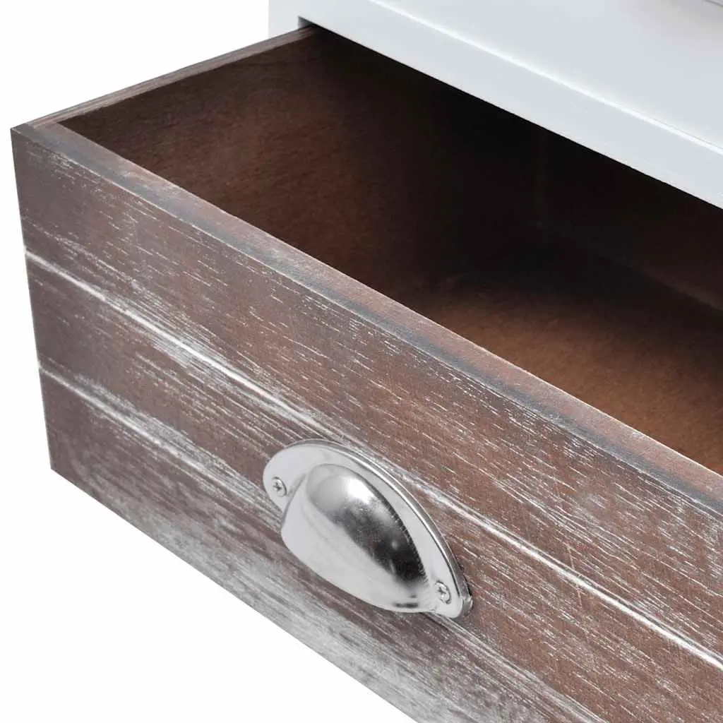 Bedside Cabinet Set Brown French Country Style 2 Drawer Storage