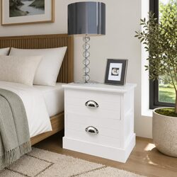 White Bedside Cabinets with Smooth Drawers