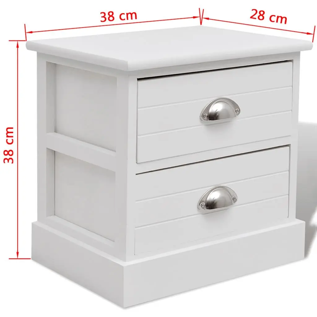 Bedside Tables White 2 pcs French Country Style Nightstands Compact Storage