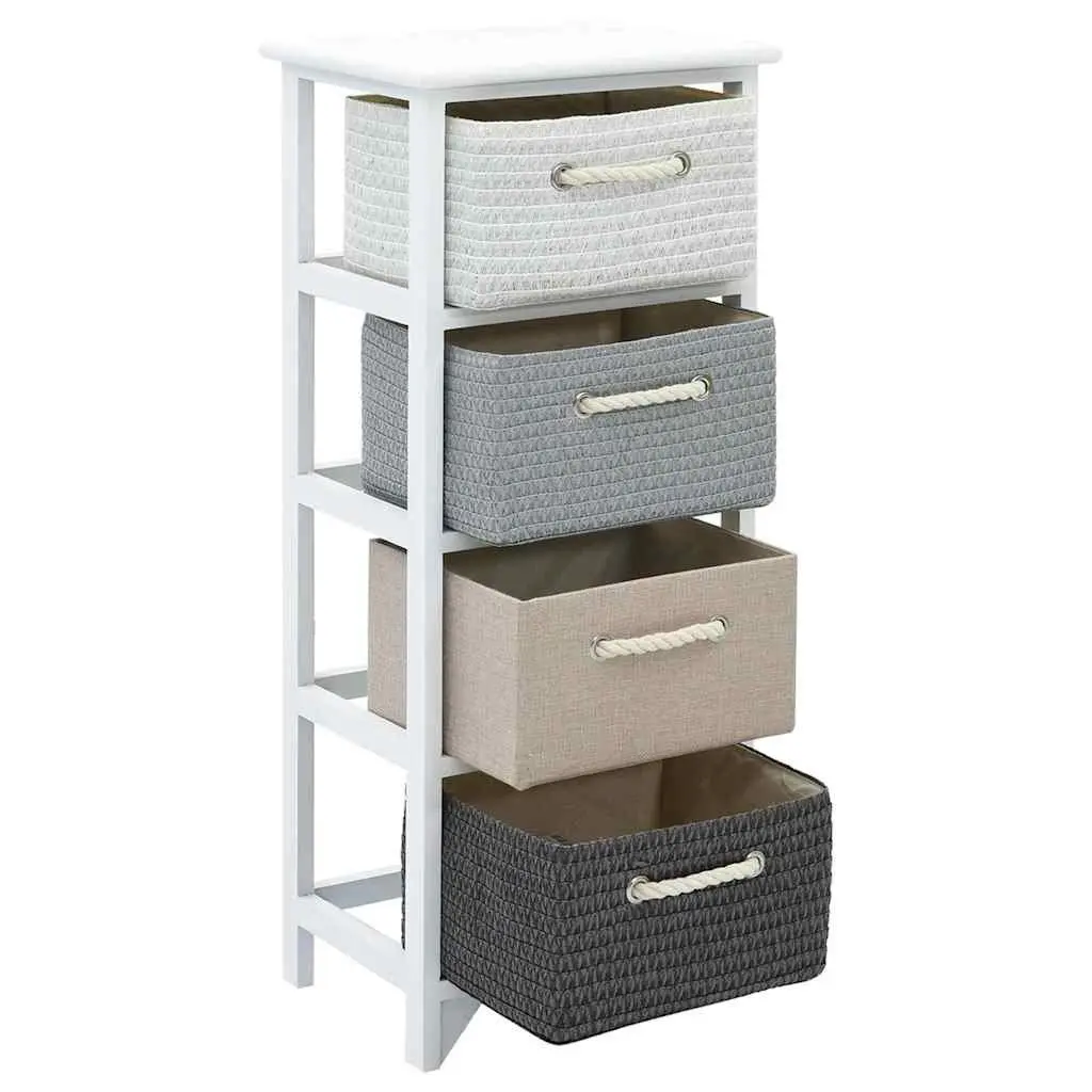 Storage Cabinet 4 Drawers White Wooden Chest Hallway Bedroom Furniture Organiser