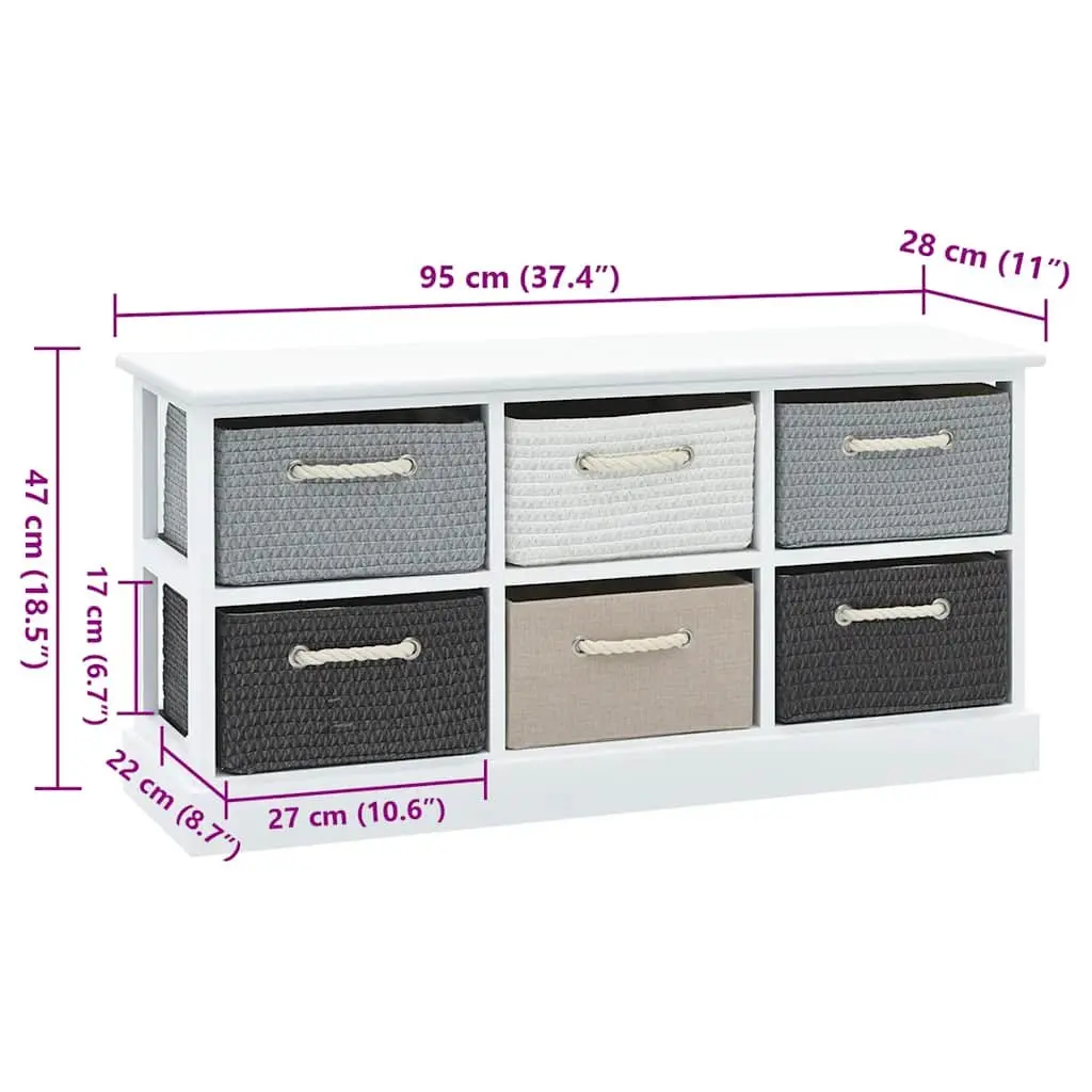 Storage Bench Multicolour 6 Drawers Wooden Hallway Entryway Bedroom Living Room Cabinet