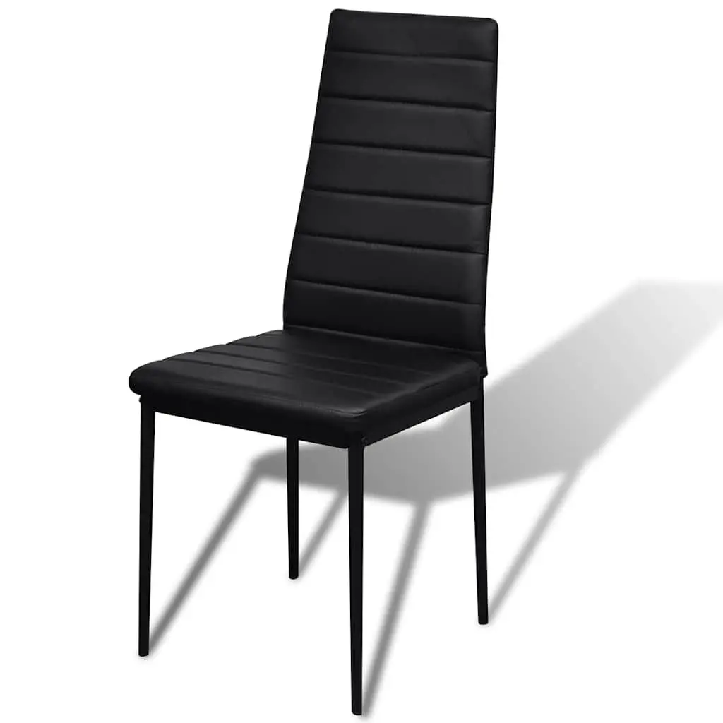 Black Dining Table Set 5 Piece Modern Design Tempered Glass Top with 4 Chairs