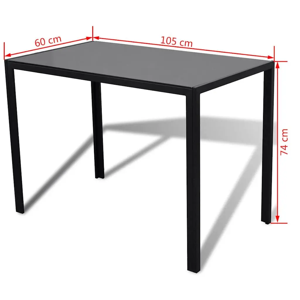 Black Dining Table Set 5 Piece Modern Design Tempered Glass Top with 4 Chairs