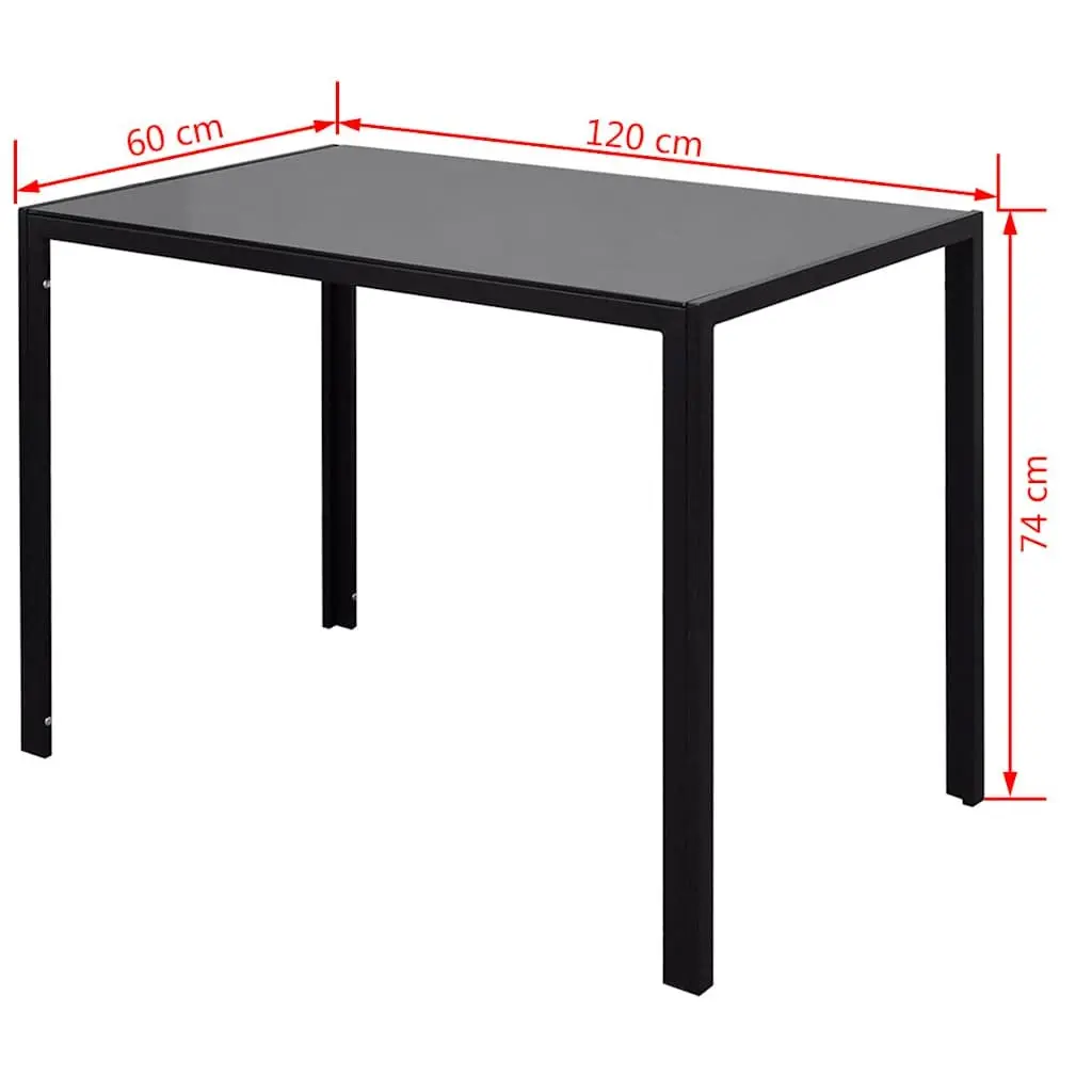 Black Dining Table Set 7 Piece Modern Kitchen Furniture Glass Table with 6