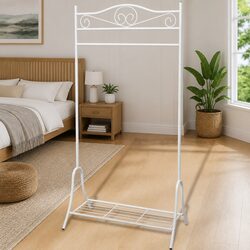 Sturdy White Steel Clothing Rack for Organizing