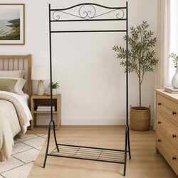 Compact and Strong Black Steel Clothing Rack