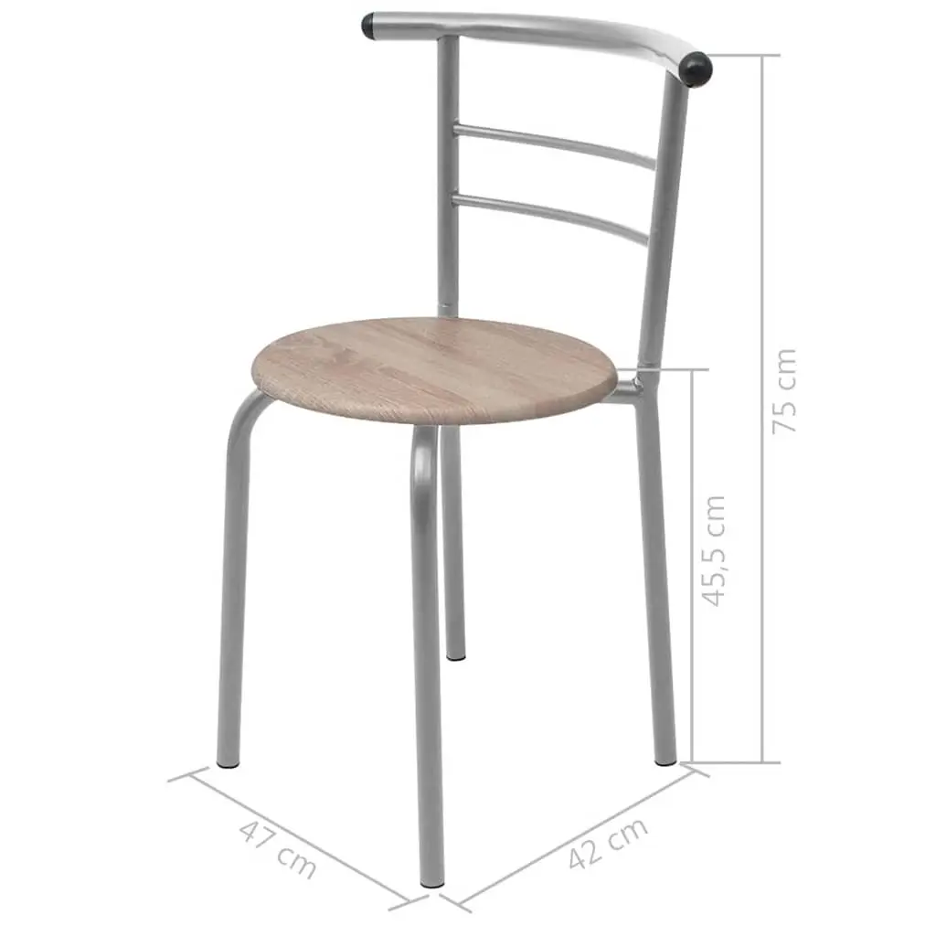 Breakfast Bar Set Brown Modern Kitchen Dining Table 2 Stools Compact Furniture