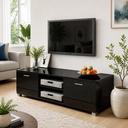 Compact High-Gloss Black TV Cabinet for Every Space