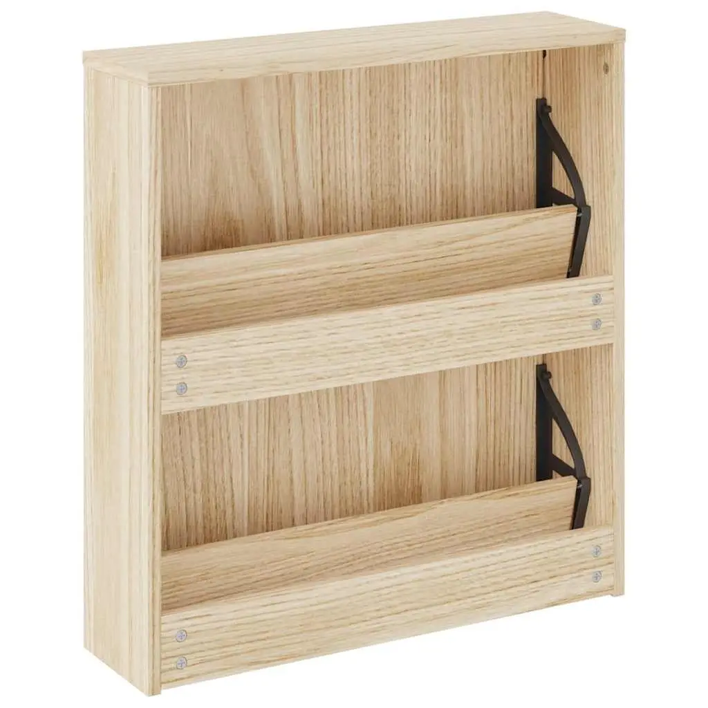 Shoe Cabinet Brown 2-Layer Wall Mounted Organiser with Mirror