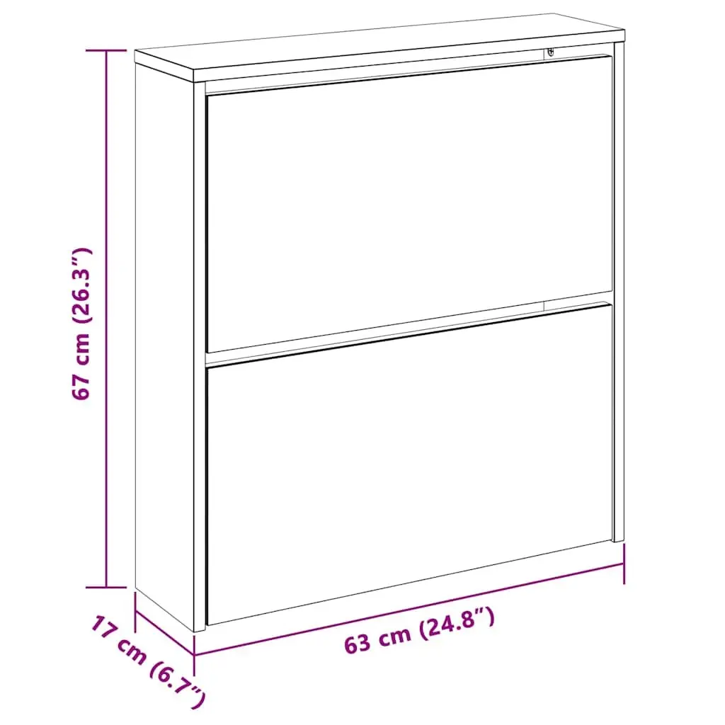 Shoe Cabinet Brown 2-Layer Wall Mounted Organiser with Mirror