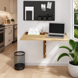 Folding Wall Table Brown 100x60 cm Space Saving Kitchen Desk Mounted Foldable