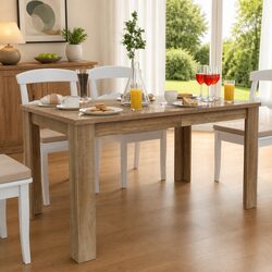 Simple Yet Stylish Dining Table: Oak Brown, 140x80x75 cm