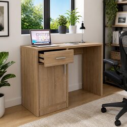 Brown Desk with Drawer and Cabinet: Ideal Home Office
