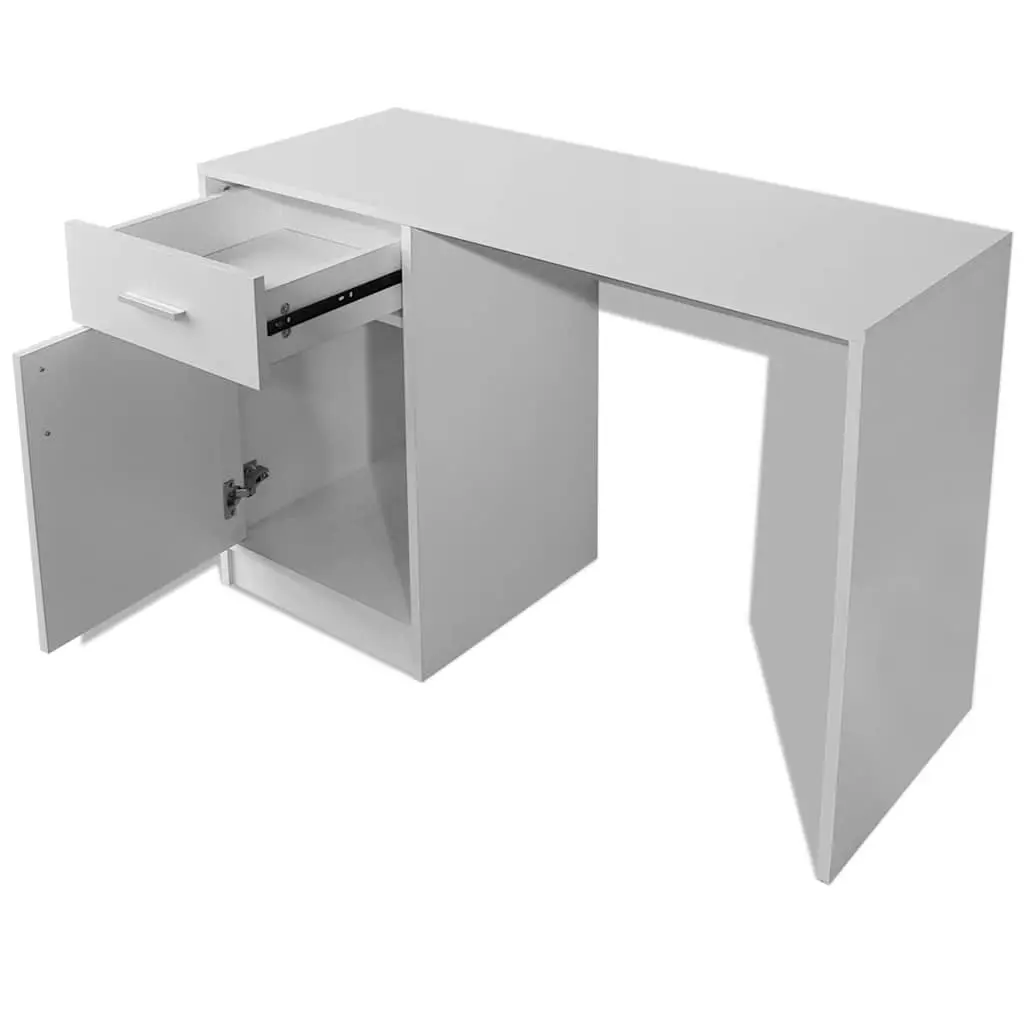 White Desk 100cm with Drawer and Cabinet Modern Office Study Bedroom Furniture