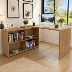 Compact and Efficient Corner Desk with Bookcase