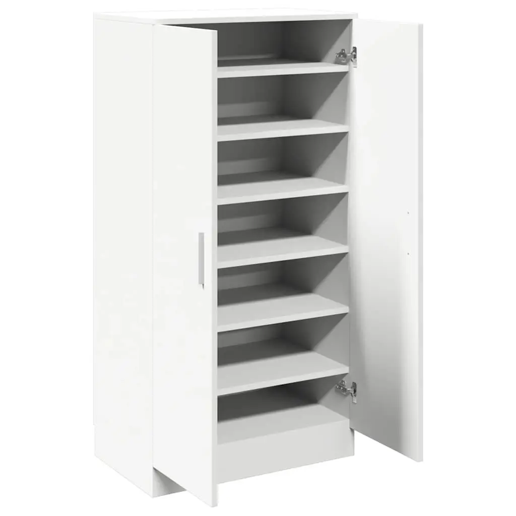 Shoe Cabinet White 7 Shelves 2 Doors Storage Organiser Entryway Hall Closet