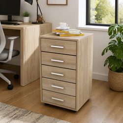 Compact 5-Drawer Office Unit with Wheels - Perfect Storage