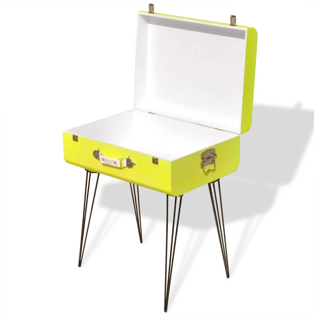 Bedside Table Yellow Vintage Suitcase Style Storage Organiser