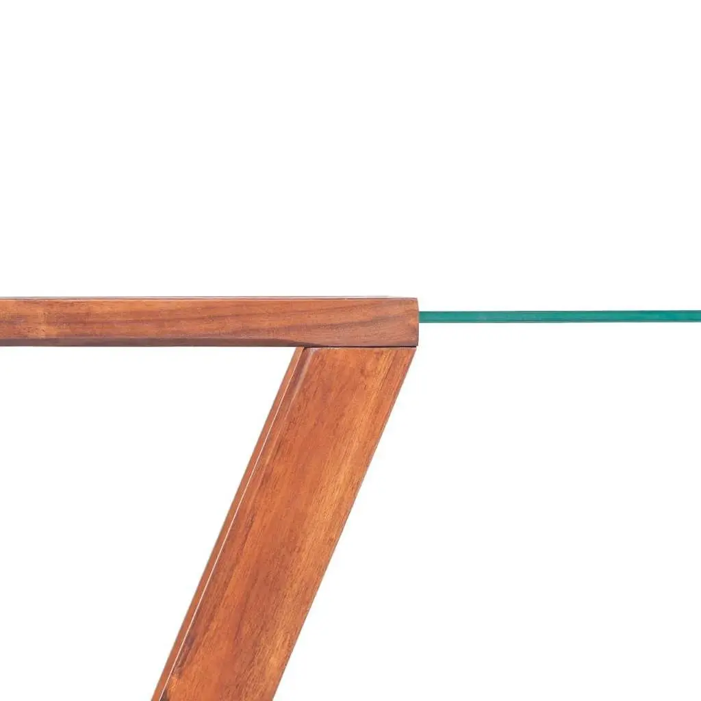 Coffee Table Brown 100 x 50 x 40 cm Tempered Glass Top Solid Wood Base