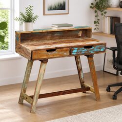 Concise Vintage Solid Wood Desk with Storage