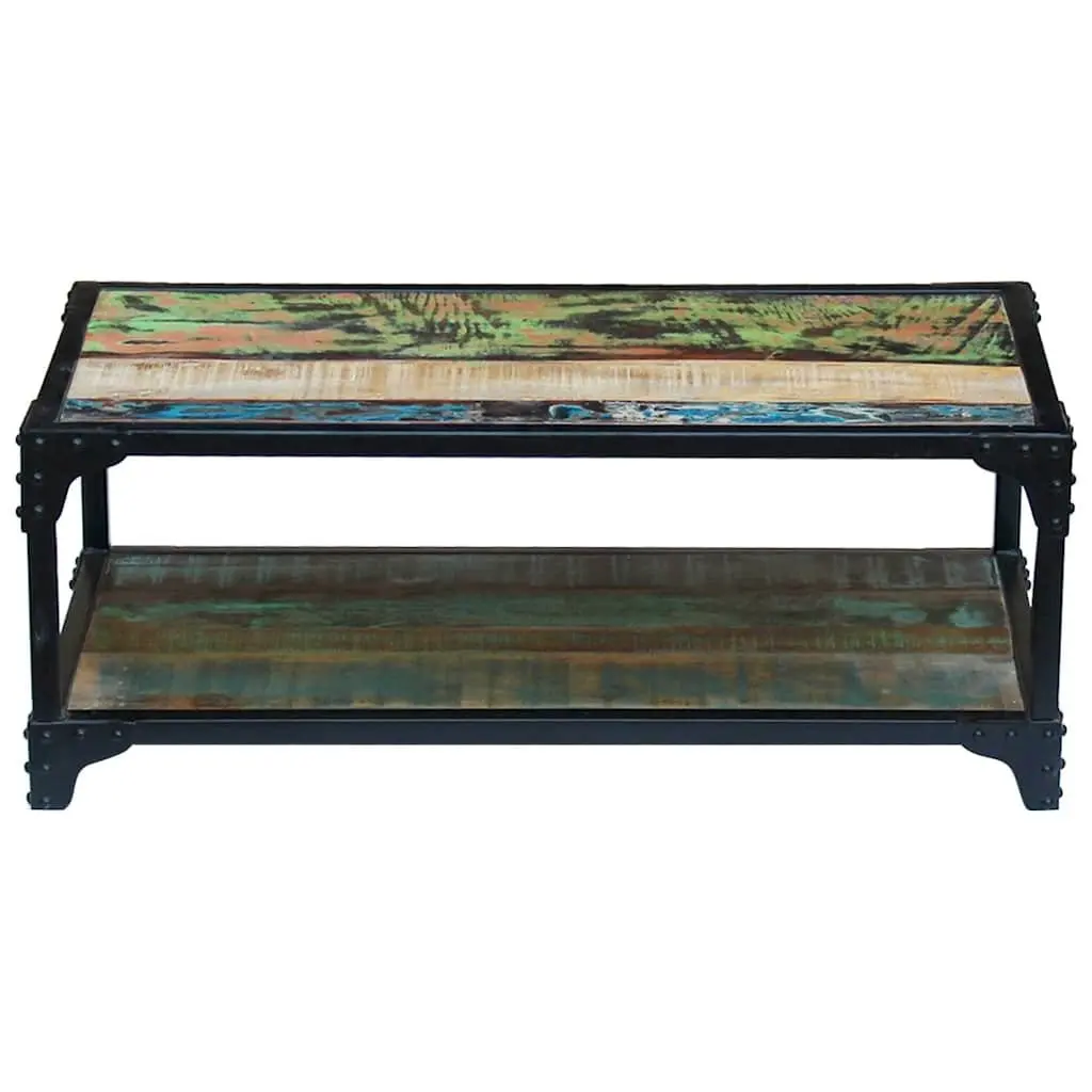 Coffee Table Multicolour Solid Reclaimed Wood Vintage Style with Lower Shelf