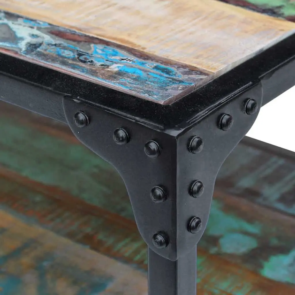 Coffee Table Multicolour Solid Reclaimed Wood Vintage Style with Lower Shelf