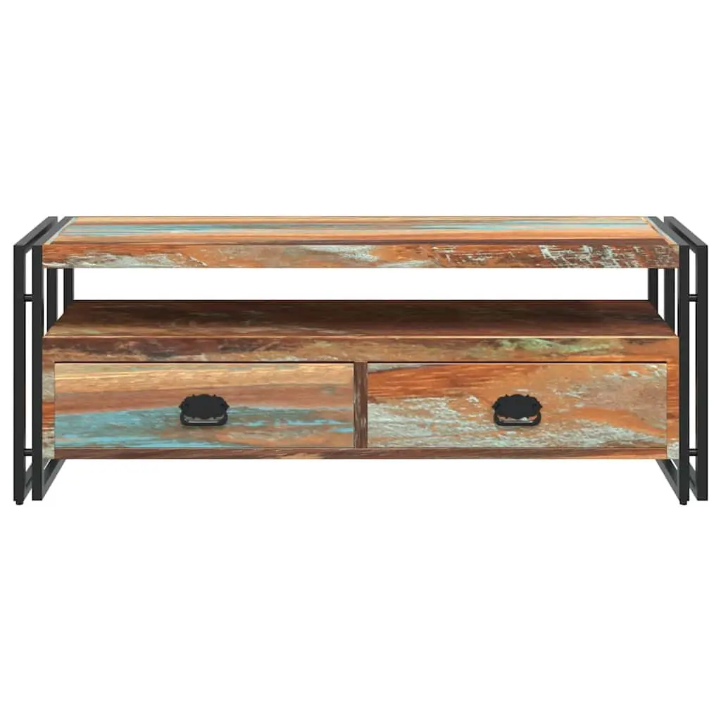 TV Cabinet Multicolour Solid Reclaimed Wood Vintage Style with 2 Drawers and 1 Shelf