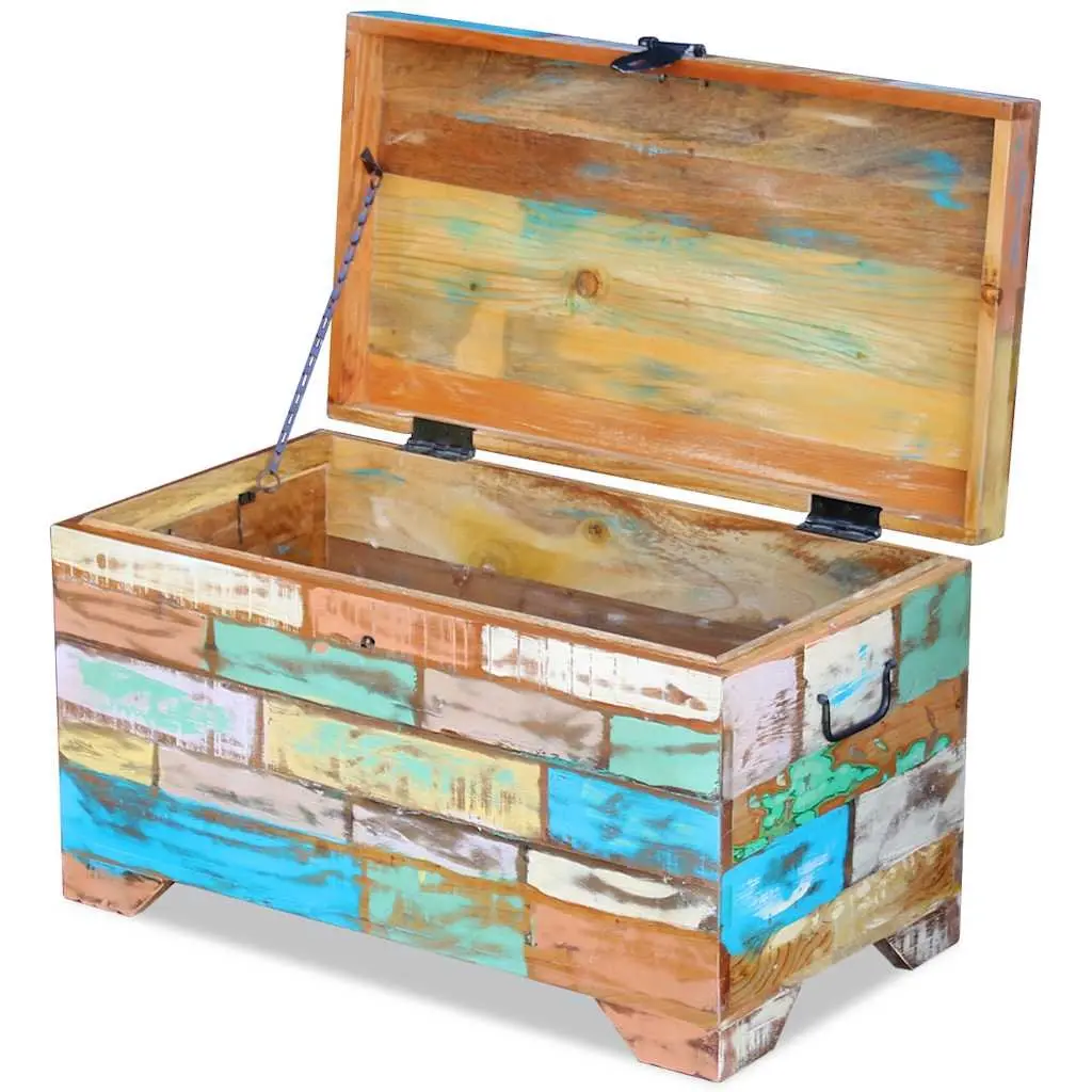 Storage Chest Multicolour Solid Reclaimed Wood Vintage Handmade Coffee Table