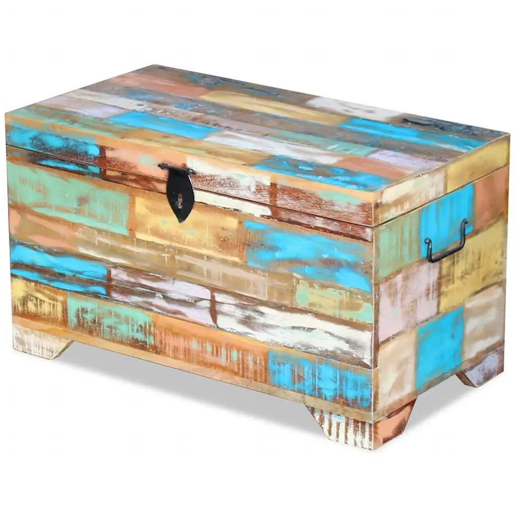 Storage Chest Multicolour Solid Reclaimed Wood Vintage Handmade Coffee Table
