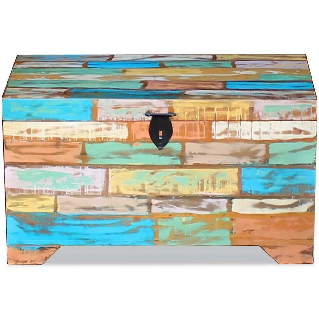 Storage Chest Multicolour Solid Reclaimed Wood Vintage Handmade Coffee Table