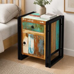 Concise Vintage Nightstand Made from Reclaimed Wood