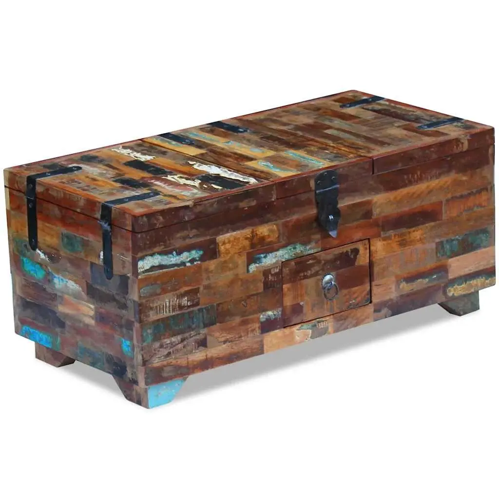 Coffee Table Chest Box Brown 80x40x35cm Solid Reclaimed Wood Storage