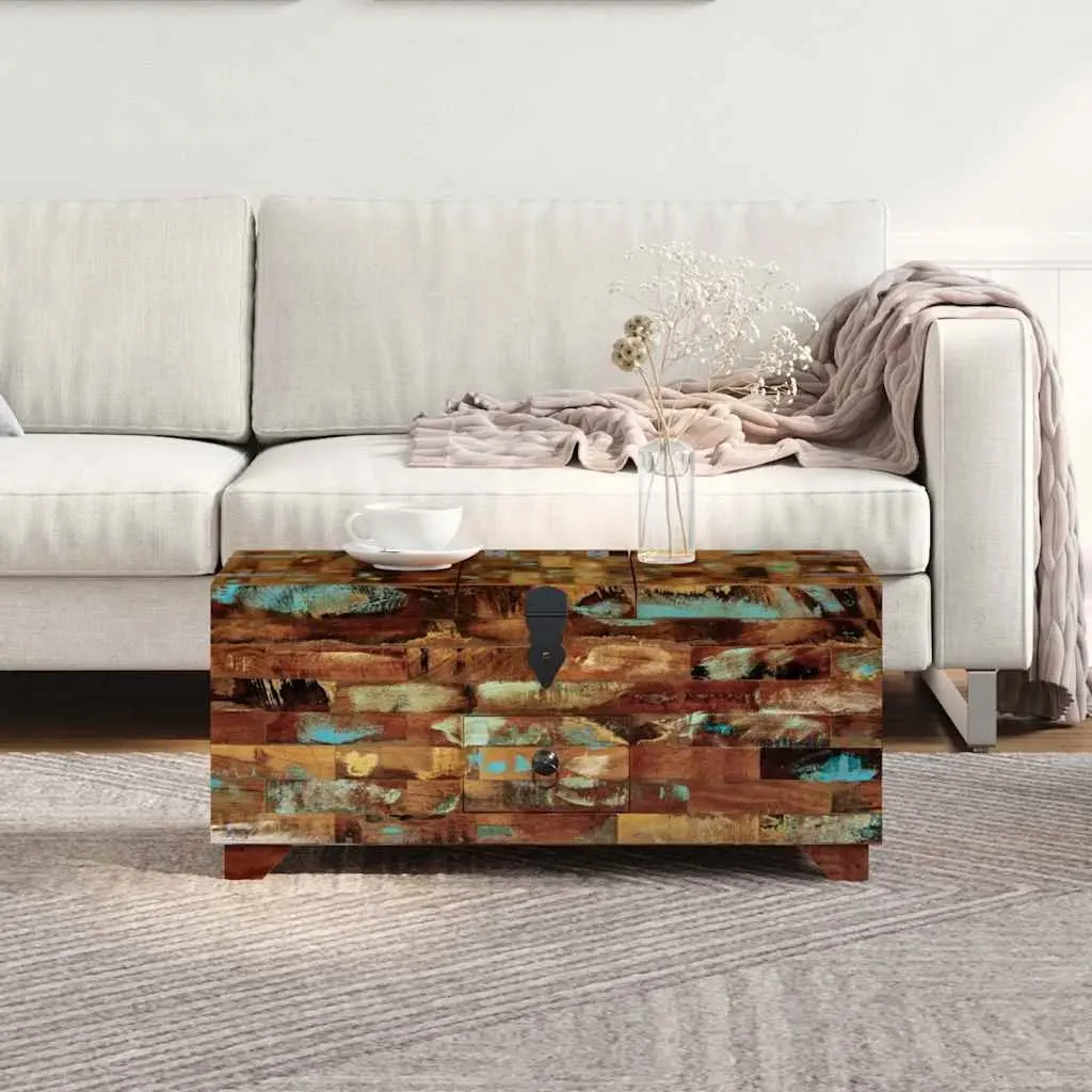 Coffee Table Chest Box Brown 80x40x35cm Solid Reclaimed Wood Storage