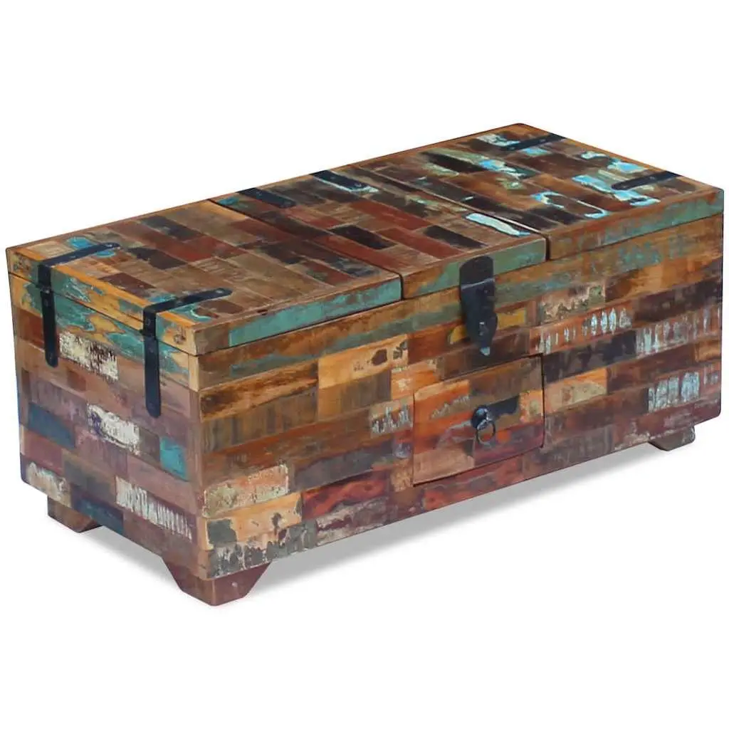 Coffee Table Chest Box Brown 80x40x35cm Solid Reclaimed Wood Storage