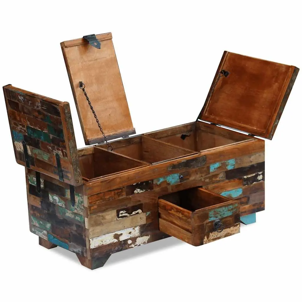 Coffee Table Chest Box Brown 80x40x35cm Solid Reclaimed Wood Storage