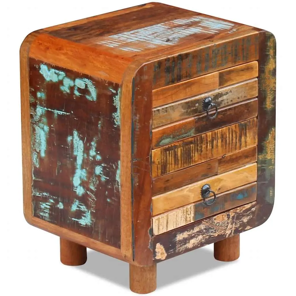 Bedside Table Brown 43x33x51 cm Solid Reclaimed Wood 2 Drawers