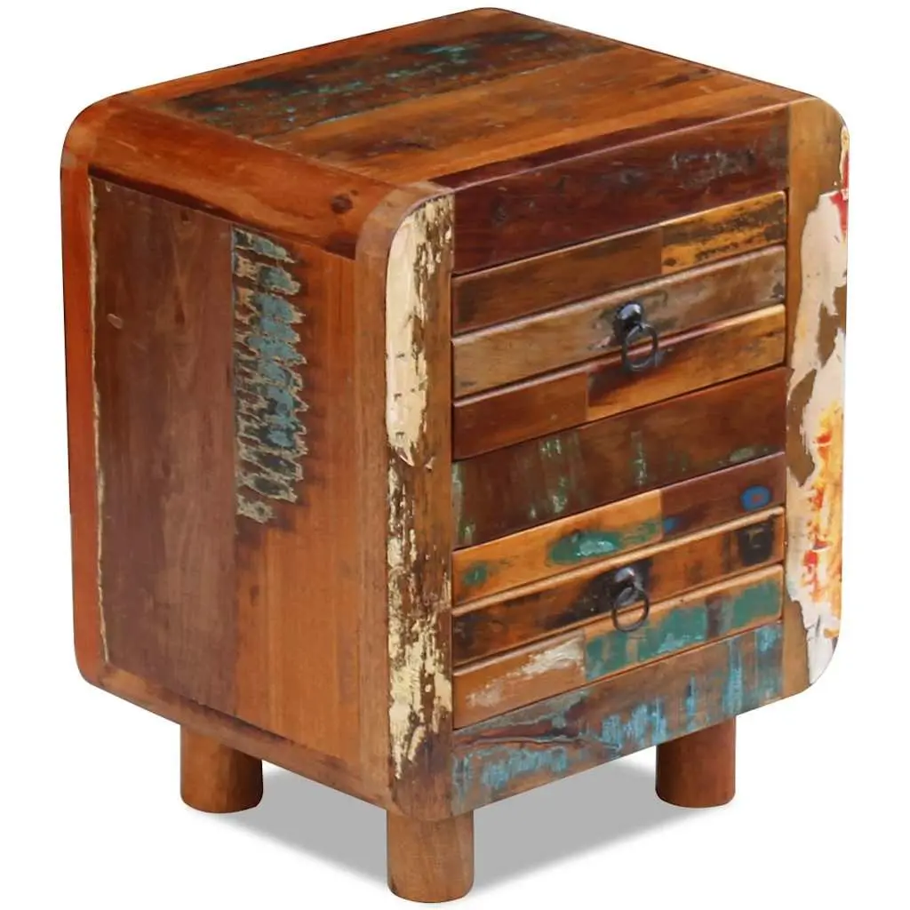 Bedside Table Brown 43x33x51 cm Solid Reclaimed Wood 2 Drawers