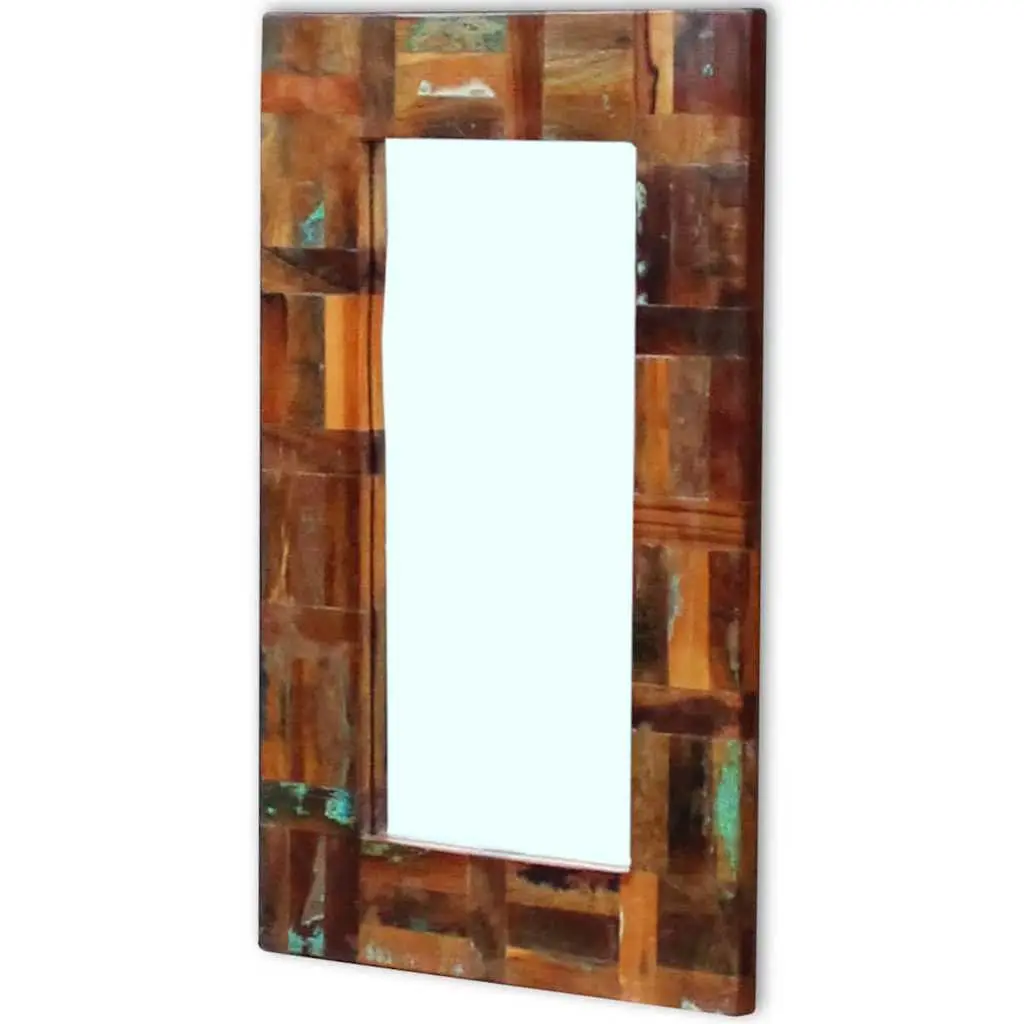 Reclaimed Wood Frame Mirror Handmade Retro Decor Bathroom Bedroom Hall Wall Art