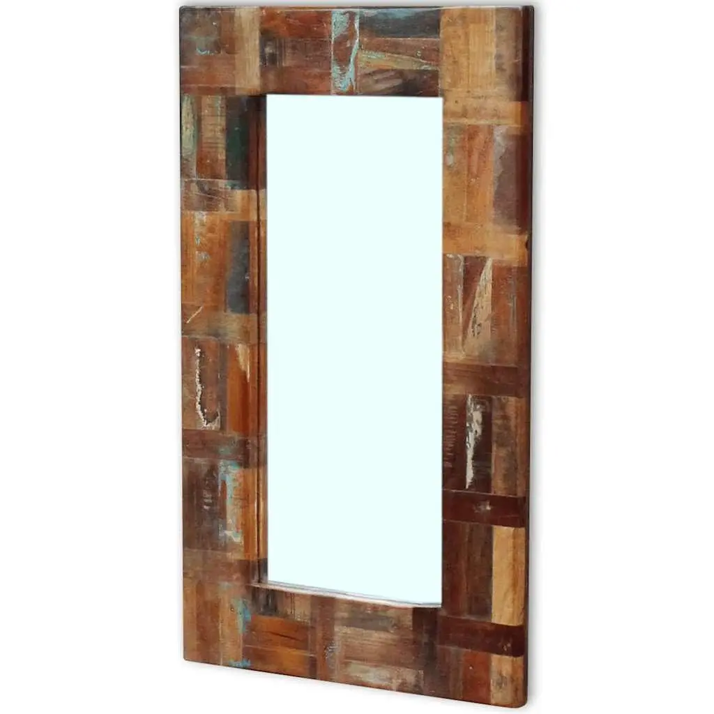 Reclaimed Wood Frame Mirror Handmade Retro Decor Bathroom Bedroom Hall Wall Art