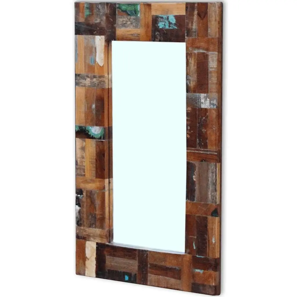 Reclaimed Wood Frame Mirror Handmade Retro Decor Bathroom Bedroom Hall Wall Art