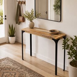 Concise Wooden Console Table 120x35x76cm - Easy Assembly
