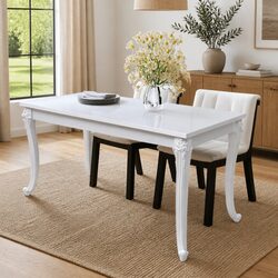 Concise High Gloss White Dining Table 116x66x76 cm