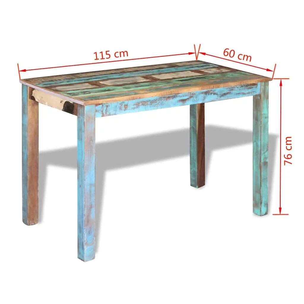 Dining Table Multicolour Solid Reclaimed Wood Antique Style Handmade 115 x 60 x 76 cm