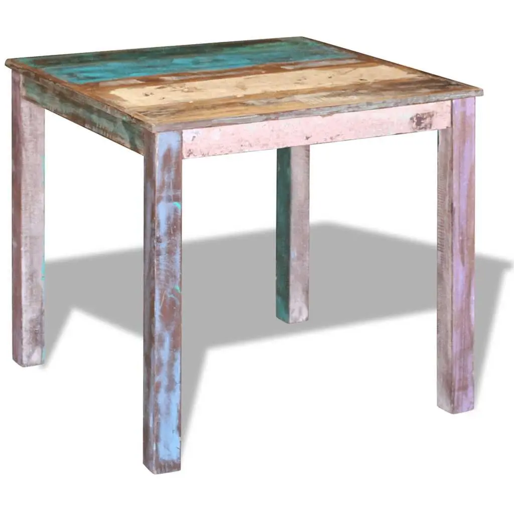 Dining Table Multicolour Solid Reclaimed Wood Compact Antique Style