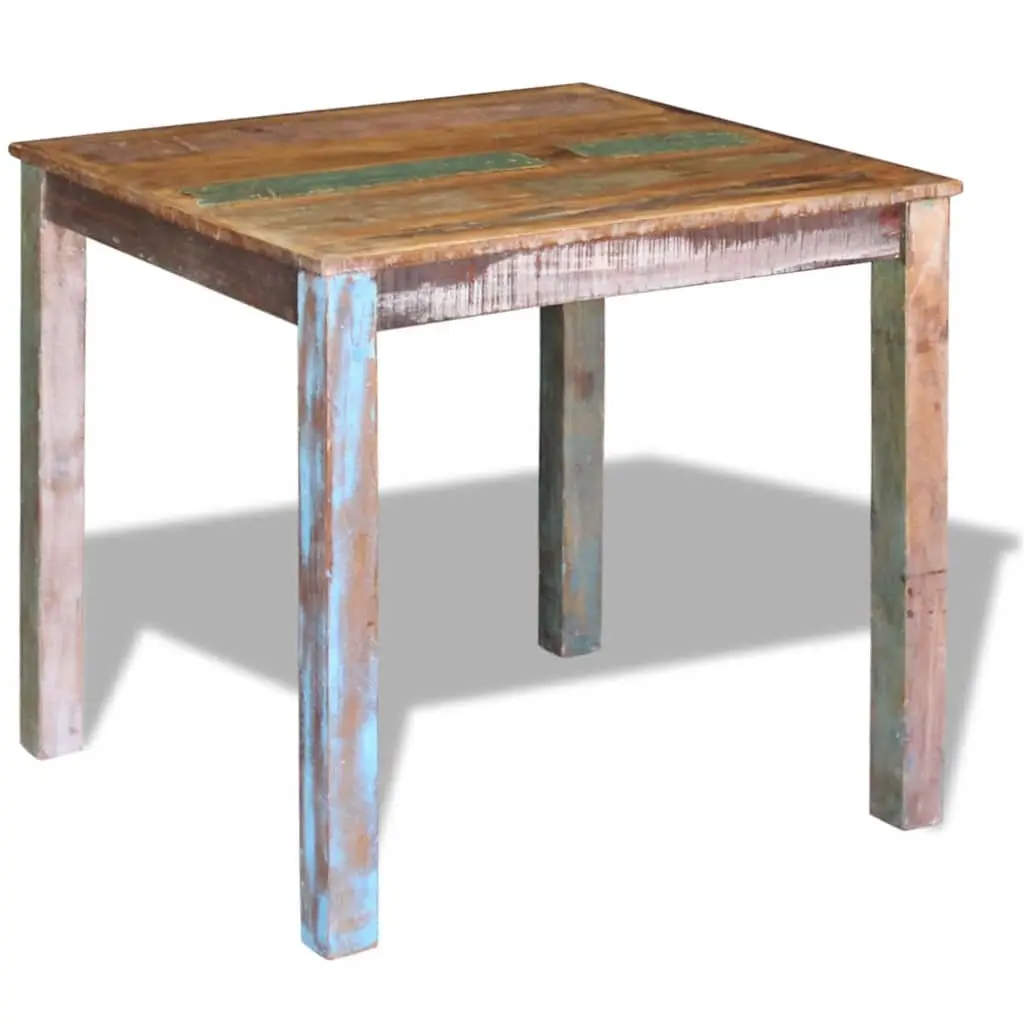Dining Table Multicolour Solid Reclaimed Wood Compact Antique Style