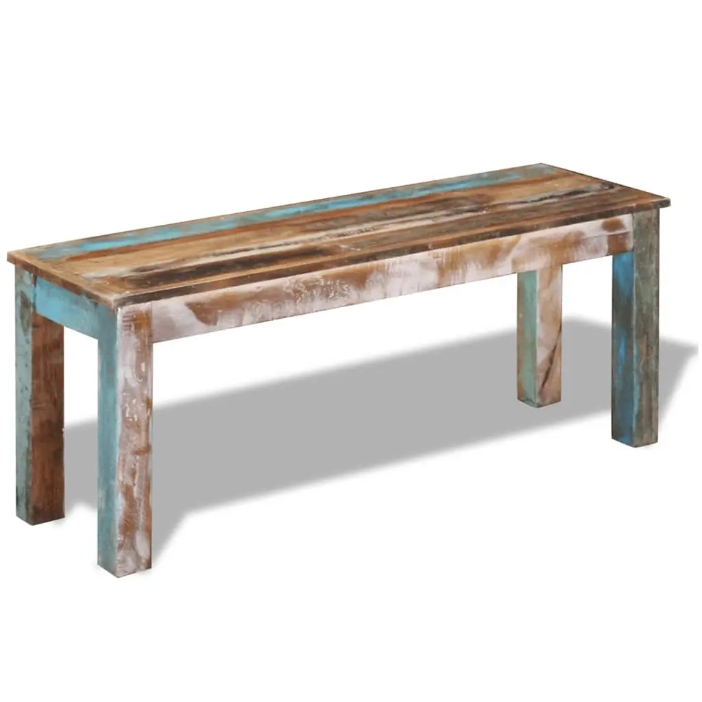 Reclaimed Wood Bench Multicolour Vintage Antique Style Handmade Storage Entryway