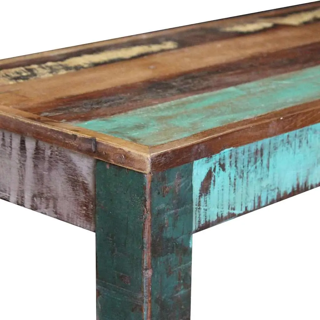 Reclaimed Wood Bench Multicolour Vintage Antique Style Handmade Storage Entryway