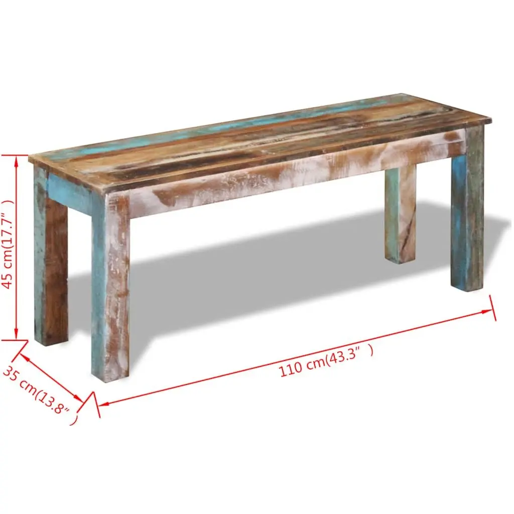 Reclaimed Wood Bench Multicolour Vintage Antique Style Handmade Storage Entryway