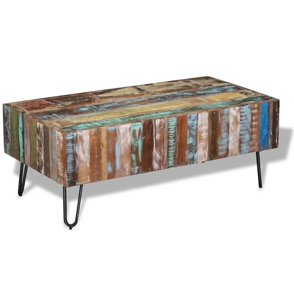 Coffee Table Multicolour Solid Reclaimed Wood Handmade Retro Style