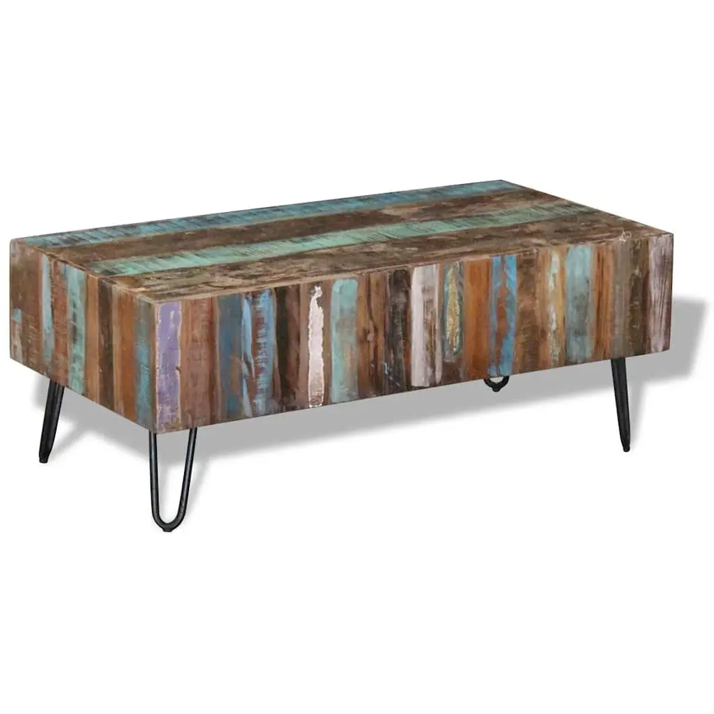 Coffee Table Multicolour Solid Reclaimed Wood Handmade Retro Style
